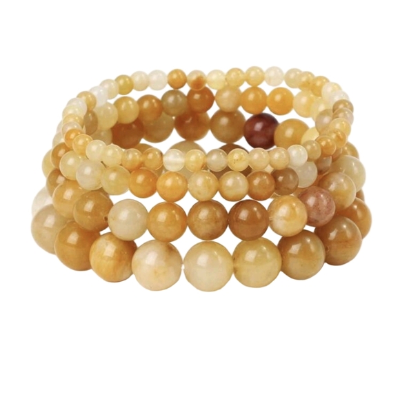 4 Gemstone Bracelets Yellow Jade Natural Crystal Stone - Picture 7 of 7